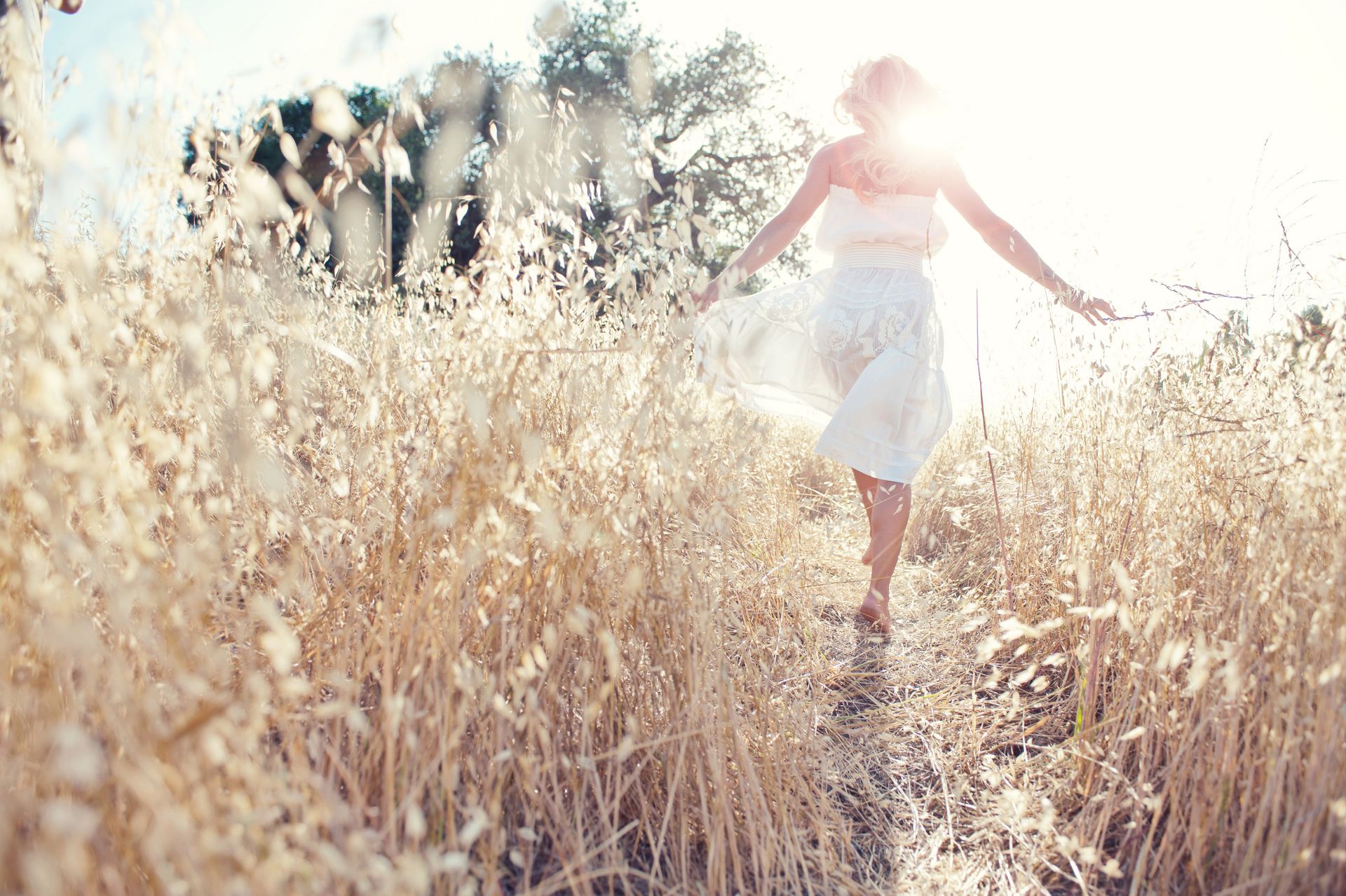 Woman in the wheat fields